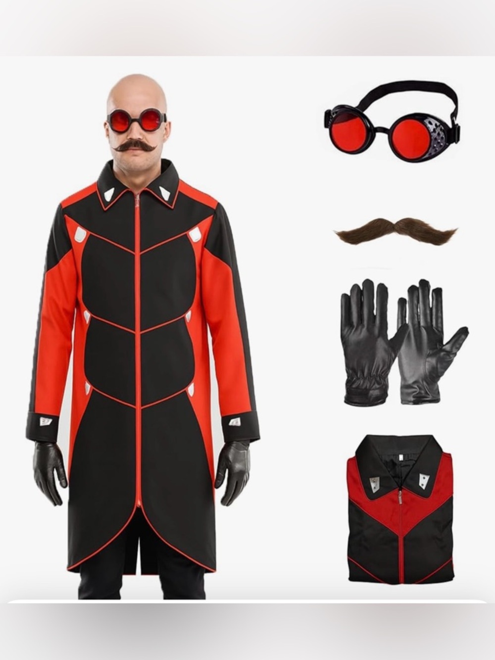 Men's Cosplay Costume Dr. Eggman Ivo Robotnik from Sonic Hedgehog Sz Small